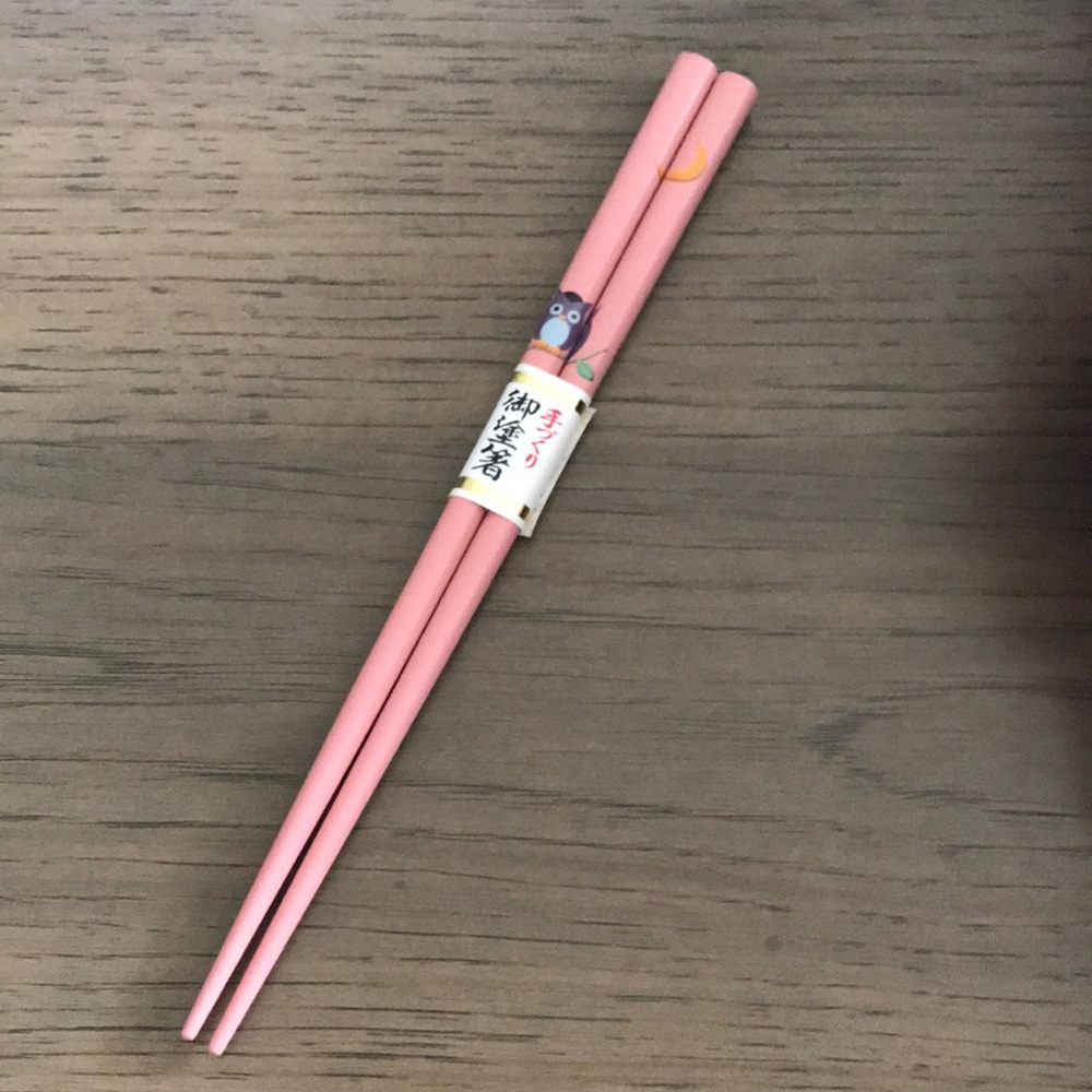 Pink Chopsticks with Cute Owl and Moon Design